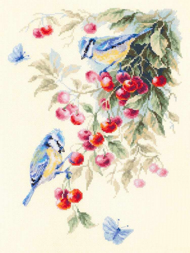 Blue Tits And Cherry